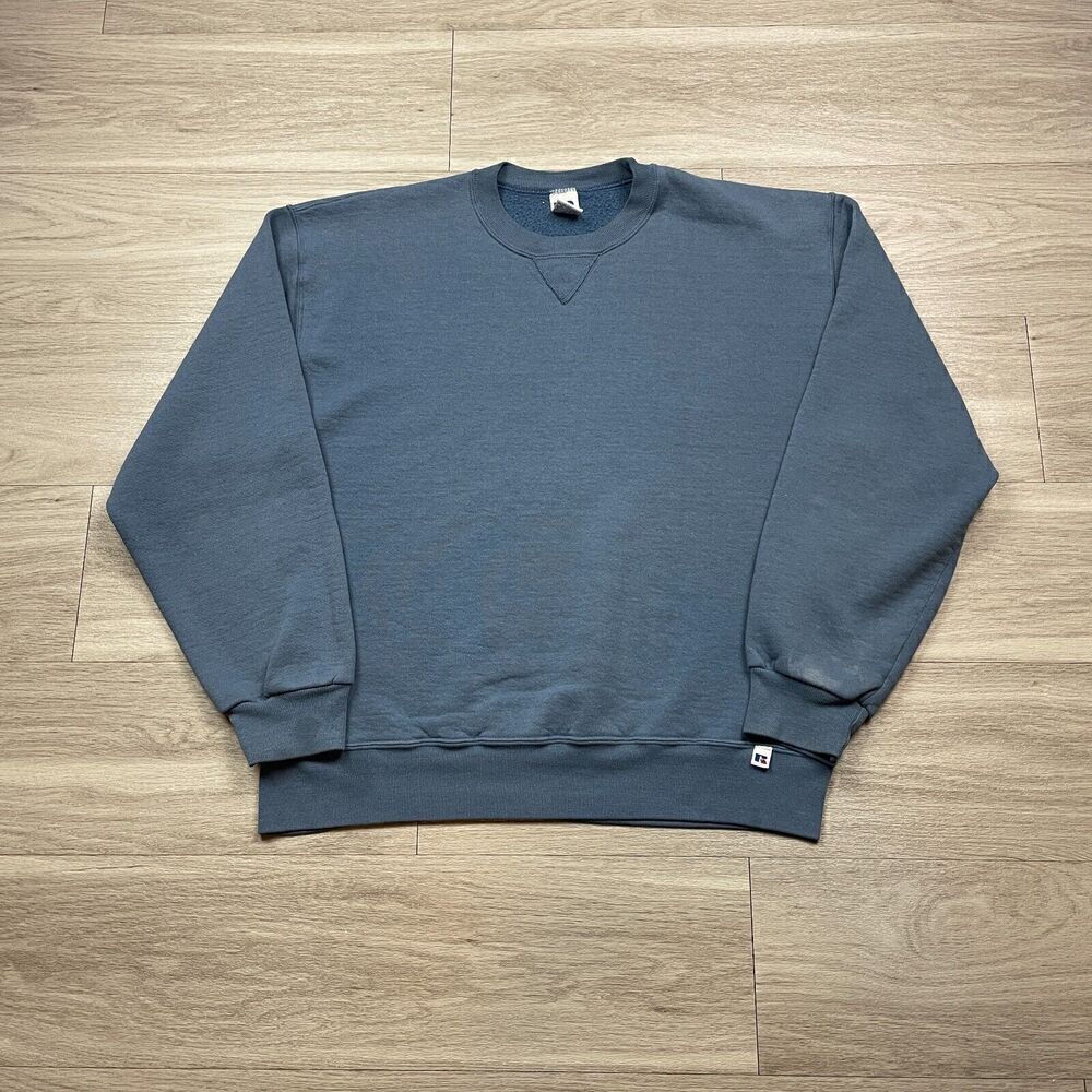 Vintage Russell Athletic Sweatshirt Mens Large Blue 90s Crewneck Blank